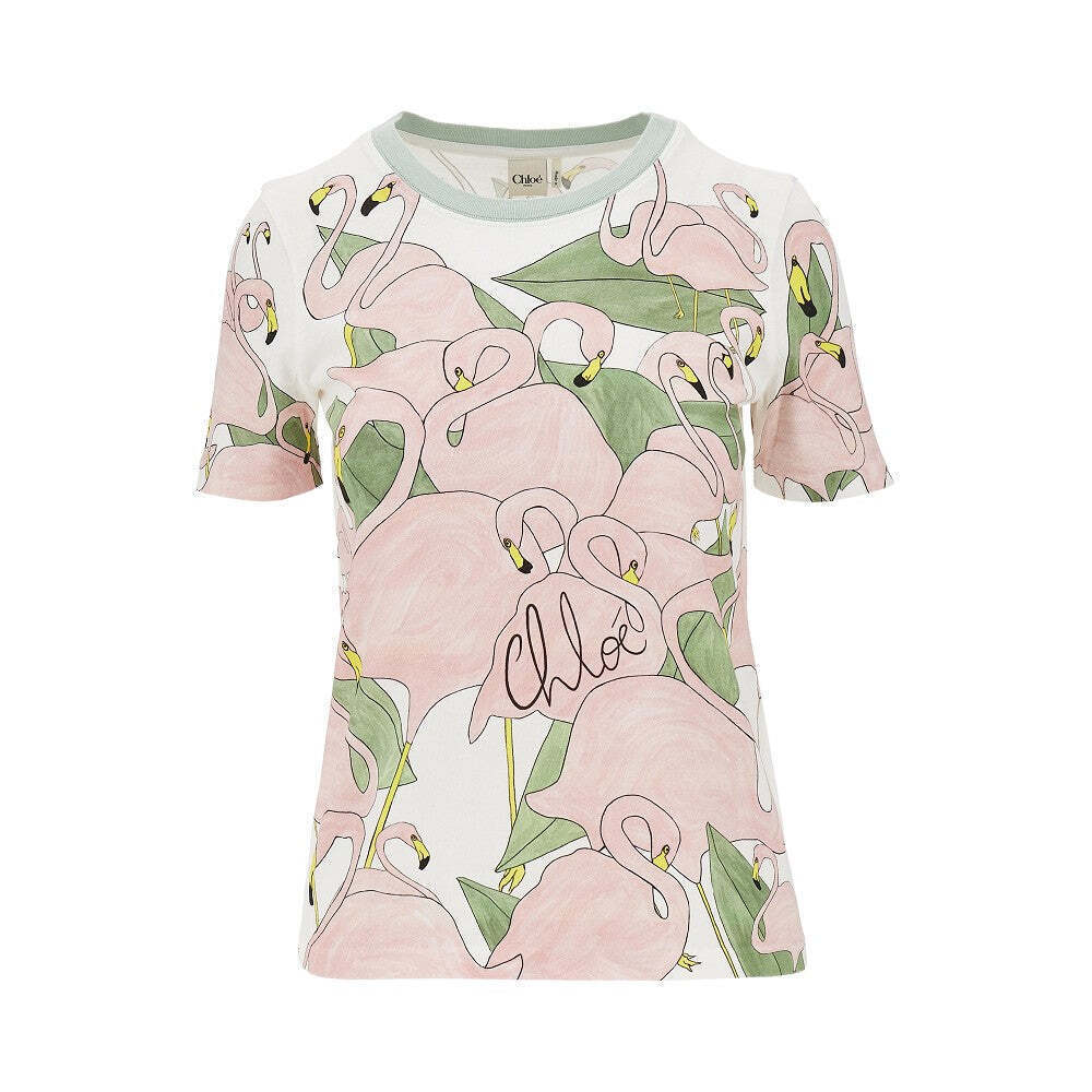 Chloe' Flamingo Print Baby Fit T-Shirt
